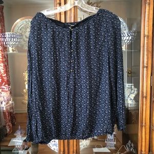 Lucky Brand Navy Blue Floral Top